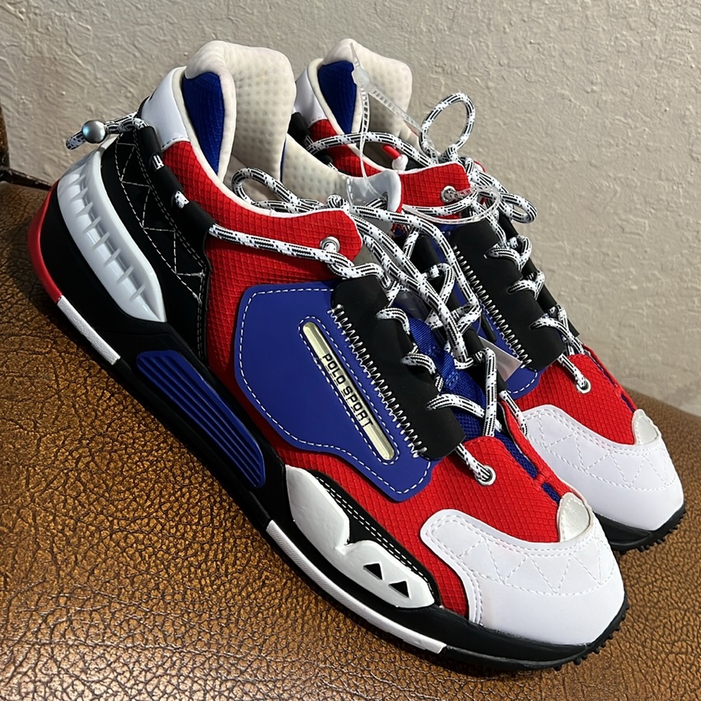 Brand New Ralph Lauren’s Polo Sport PS200 Casual Sneakers Red, White & Purple! - Picture 2 of 12